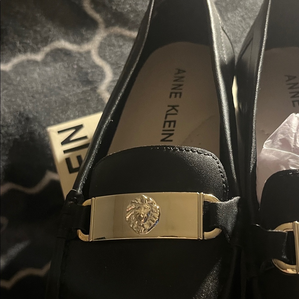 Anne Klein Black Loafers with Gold Accent - Picture 6 of 6